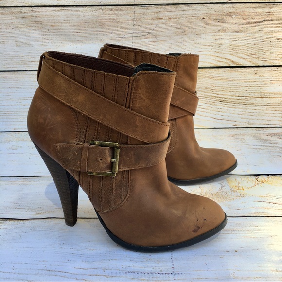 Aldo | brown distressed leather ankle boots 40 9 - Picture 1 of 8